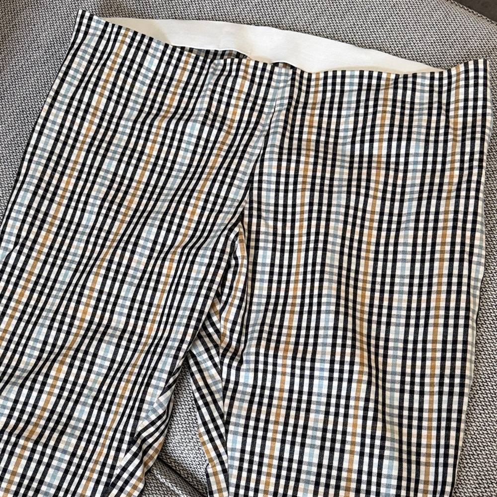 Checked Gingham Stretch Pants in Black, White, Blue,& Camel - Picture 4 of 10